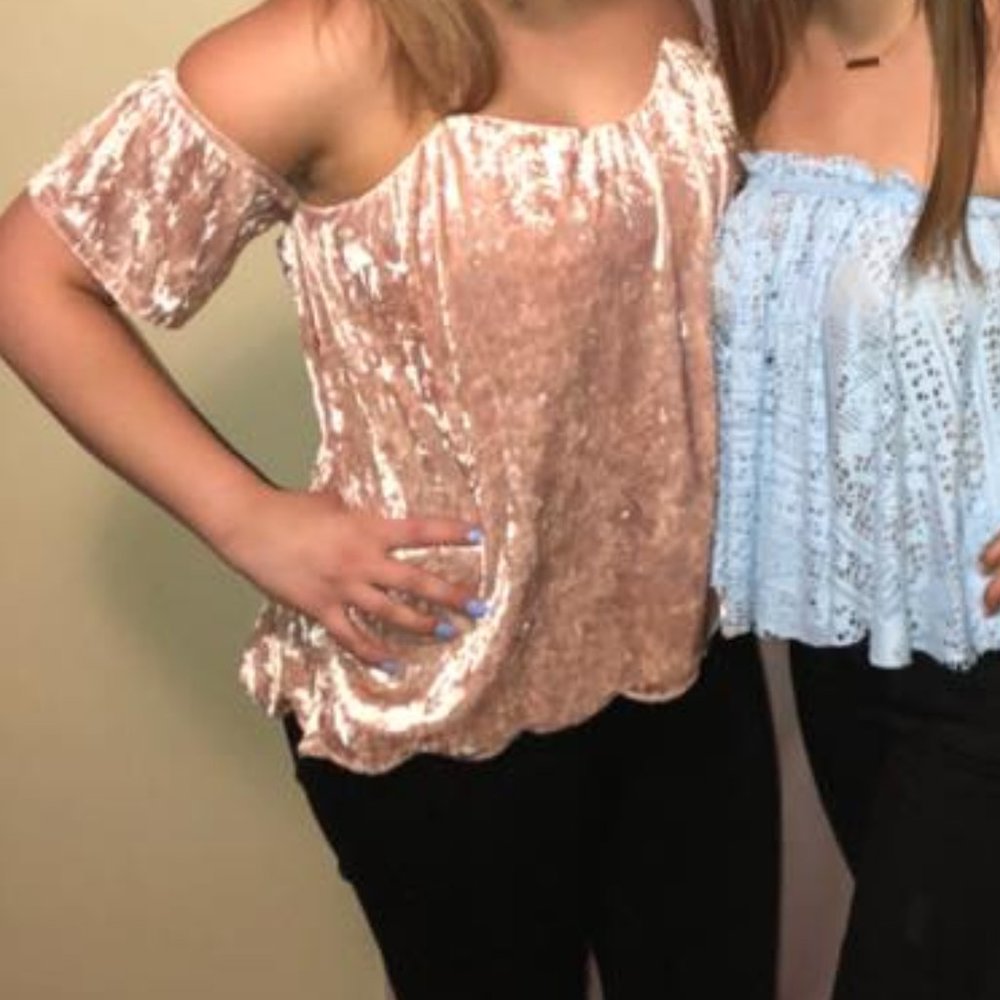 Pink Velvet off the Shoulder Top